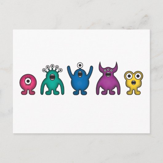 Rainbow Alien Monsters Briefkaart (Voorkant)