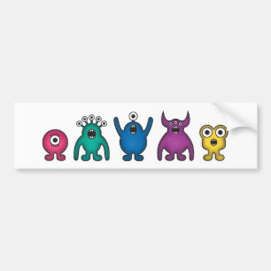 Rainbow Alien Monsters Bumpersticker