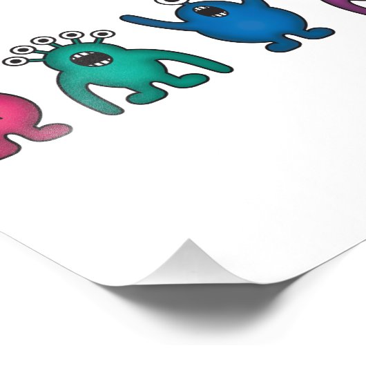 Rainbow Alien Monsters Foto Afdruk (Hoek)