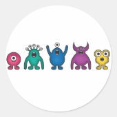 Rainbow Alien Monsters Ronde Sticker (Voorkant)
