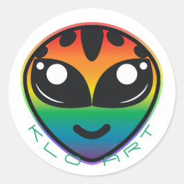 Rainbow Alien Ronde Sticker