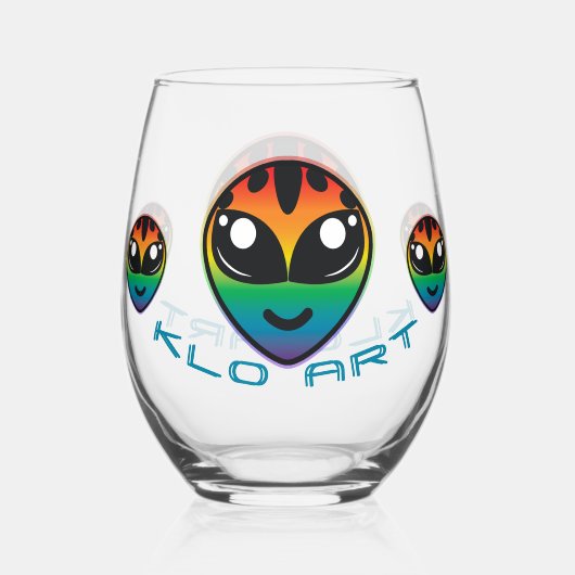 Rainbow Alien Stemless wijnglas Wijnglas Zonder Voet (Voorkant)