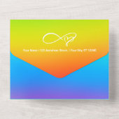 Rainbow All in One Wedding Invite Uitnodiging (Achterkant)