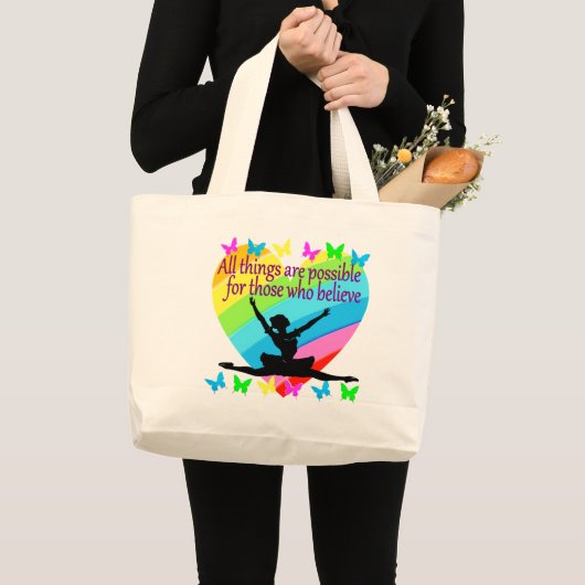  RAINBOW ALLE DINGEN ZIJN MOGELIJK BALLERINA GROTE TOTE BAG (Voorkant (product))