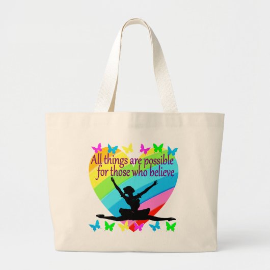  RAINBOW ALLE DINGEN ZIJN MOGELIJK BALLERINA GROTE TOTE BAG (Voorkant)