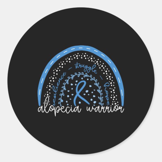 Rainbow Alopecia Warrior Ronde Sticker (Voorkant)