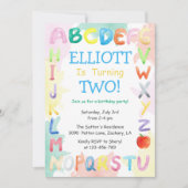 Rainbow Alphabet Birthday Uitnodiging (Voorkant)