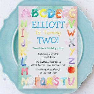 Rainbow Alphabet Birthday Uitnodiging