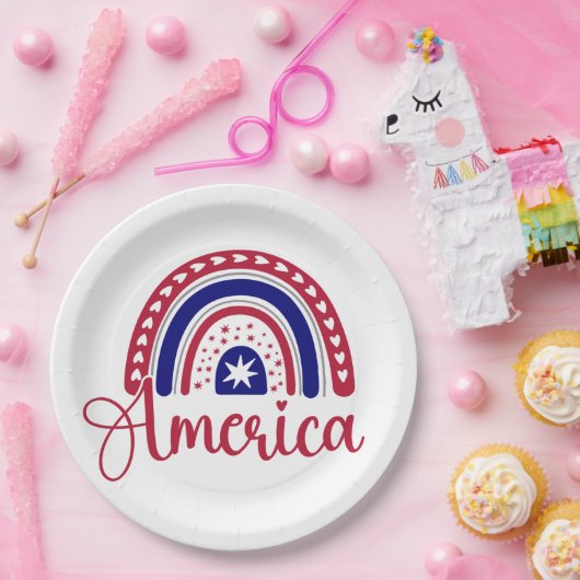 Rainbow America Papieren Bordje (Feest)