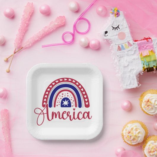 Rainbow America Papieren Bordje (Feest)
