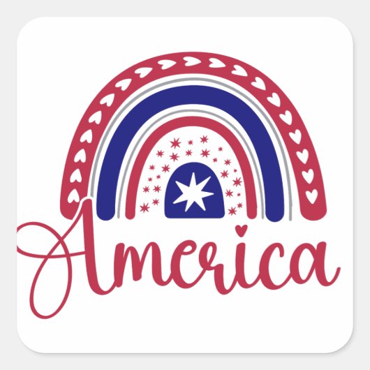 Rainbow America Vierkante Sticker (Voorkant)