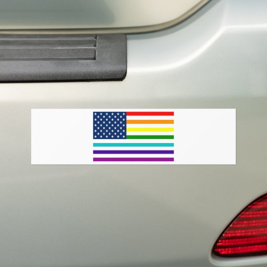 Rainbow American Flag Bumpersticker (Op auto)