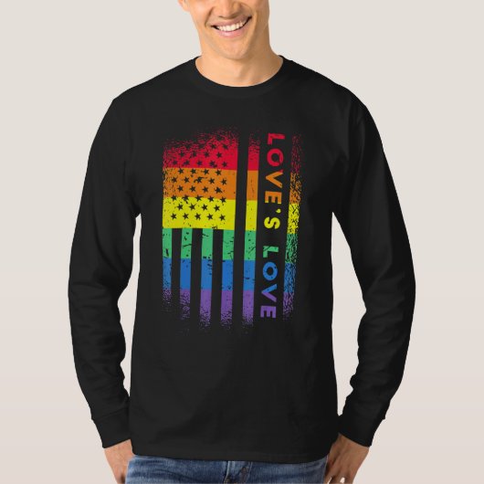 Rainbow American Flag Loves Love Pride T-shirt (Voorkant)