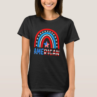 Rainbow American Flag Patriotic Happy 4 juli T-shirt