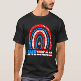 Rainbow American Flag Patriotic Happy 4 juli T-shirt