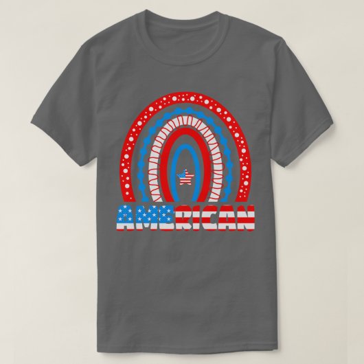 Rainbow American Flag Patriotic Happy 4 juli T-shirt (Design voorkant)