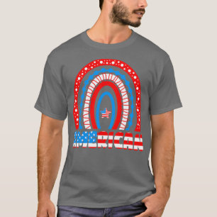 Rainbow American Flag Patriotic Happy 4 juli T-shirt