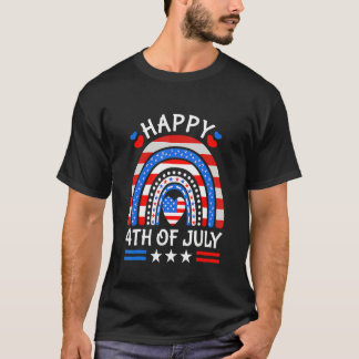Rainbow American Flag Patriotic Happy 4 juli T-shirt