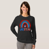 Rainbow American Flag Retro America US Graphic T-shirt (Voorkant volledig)