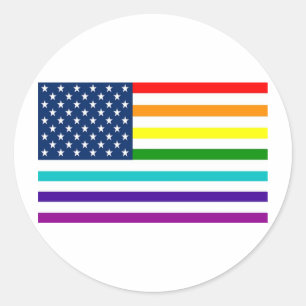 Rainbow American Flag Ronde Sticker