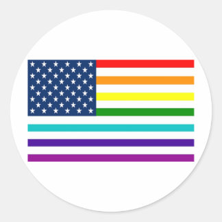 Rainbow American Flag Ronde Sticker