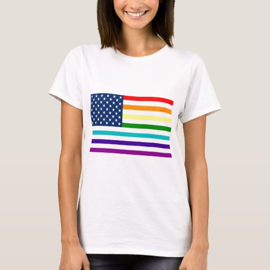 Rainbow American Flag T-shirt (Voorkant)