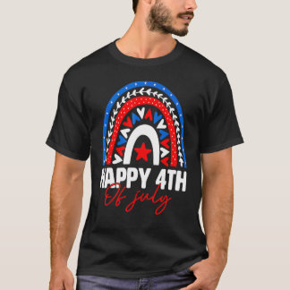 Rainbow American USA vlag Happy 4 juli Patrio T-shirt