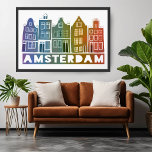 Rainbow Amsterdam Colorful Holland Houses Art Poster<br><div class="desc">Kijk eens naar deze kleurrijke kunst,  hand gemaakt door mij! Pas de tekst aan met je eigen tekst of laat de tekst gewoon achter! Ik hoop dat je het leuk vindt. Bekijk mijn winkel voor meer informatie.</div>