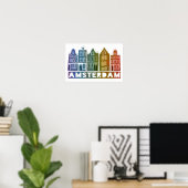 Rainbow Amsterdam Colorful Holland Houses Art Poster (Thuiskantoor)