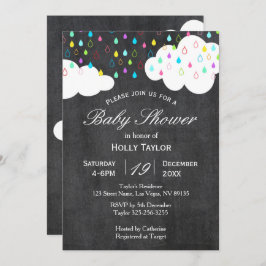 Rainbow and Clouds Baby shower Invitation Kaart