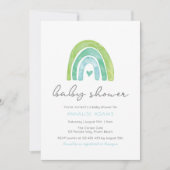 Rainbow and hearts Blauw Baby shower Kaart (Voorkant)