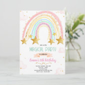 Rainbow and star birthday invite kaart (Staand voorkant)