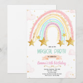 Rainbow and star birthday invite kaart (Voorkant / Achterkant)