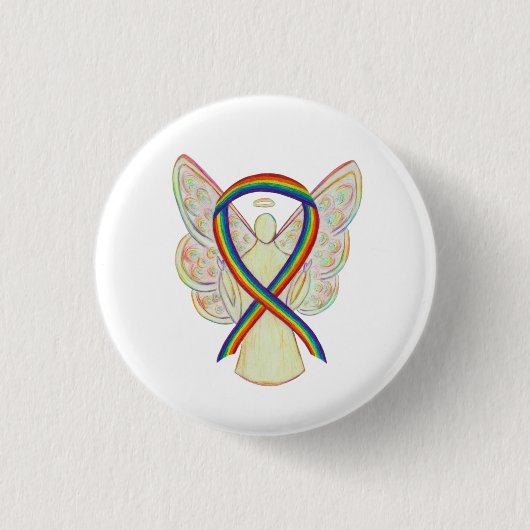 Rainbow Angel Awareness Ribbon Custom Art Pins Ronde Button 3,2 Cm (Voorkant)