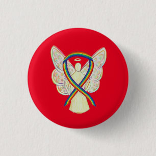 Rainbow Angel Awareness Ribbon Custom Art Pins Ronde Button 3,2 Cm