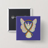 Rainbow Angel Awareness Ribbon Custom Art Pins Vierkante Button 5,1 Cm (Voorkant /achterkant)
