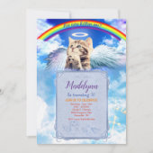 Rainbow Angel Cat Angelic Invitation Kaart (Voorkant)