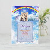 Rainbow Angel Cat Angelic Invitation Kaart (Staand voorkant)