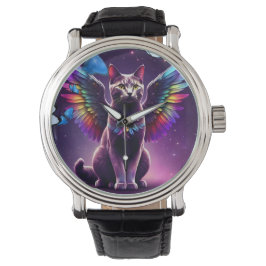 Rainbow Angel Cat Horloge