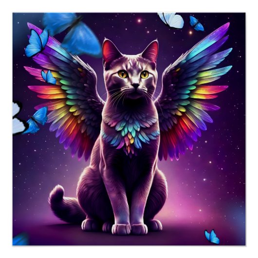 Rainbow Angel Cat Perfect Poster (Voorkant)