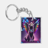 Rainbow Angel Cat Sleutelhanger (Voorkant Links)