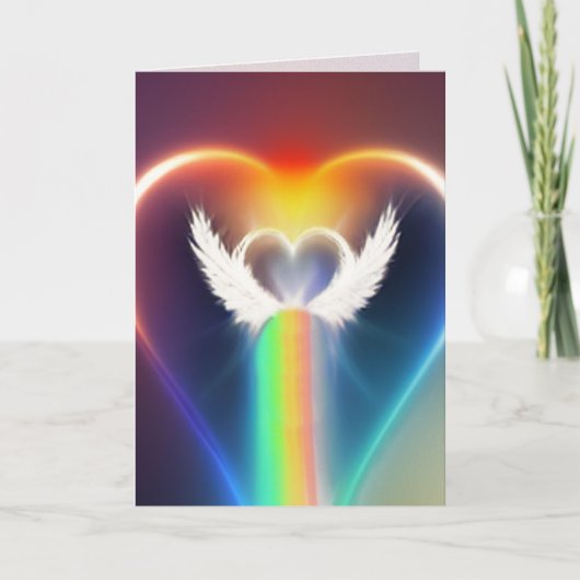 Rainbow Angel Heart Greeting/Note Kaart (Voorkant)