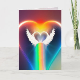 Rainbow Angel Heart Greeting/Note Kaart