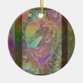 Rainbow Angel met hart Keramisch Ornament (Voorkant)