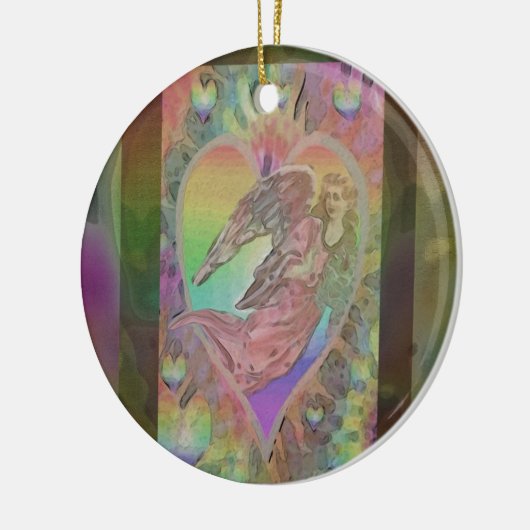 Rainbow Angel met hart Keramisch Ornament (Links)