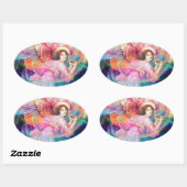Rainbow Angel Ovale Sticker (Vel)