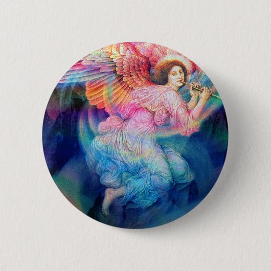 Rainbow Angel Ronde Button 5,7 Cm (Voorkant)