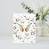 Rainbow Angel Wings en Halos Briefkaart (Staand voorkant)