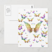 Rainbow Angel Wings en Halos Briefkaart (Voorkant / Achterkant)