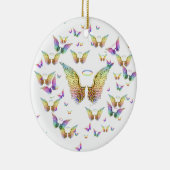 Rainbow Angel Wings en Halos Keramisch Ornament (Rechts)